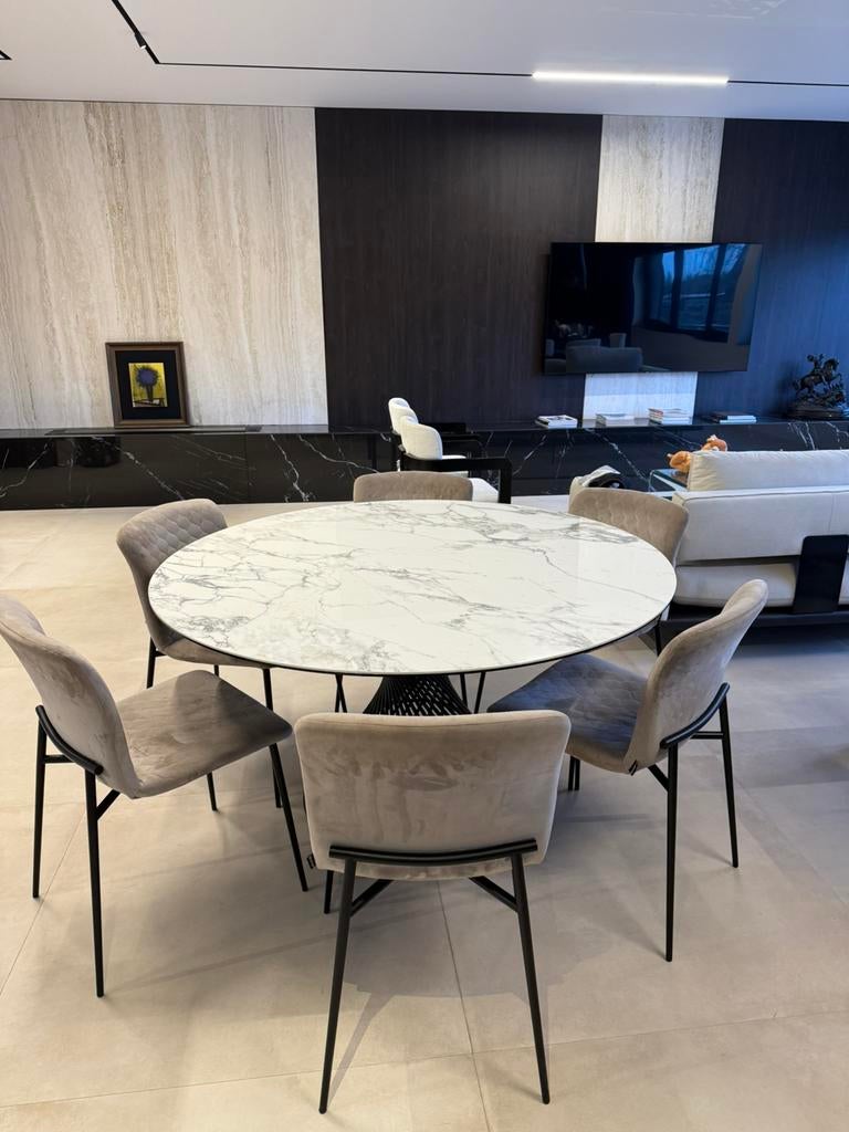 TABLE + 6 CHAISES ETAT IMPECABLE, Maison & Meubles, 100 à 150 cm, Cinq personnes ou plus, Rond, Comme neuf