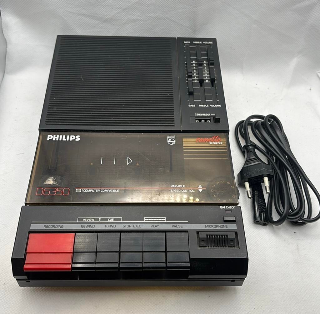 Philips cassetterecorder D6370 1989 - Zwart, Ophalen of Verzenden, Enkel, Philips