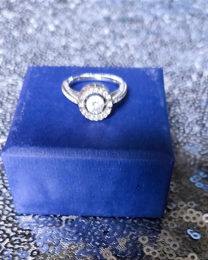 Bague Swarovski argenté cristal acier taille 50, Enlèvement ou Envoi, Comme neuf, Argent, Argent