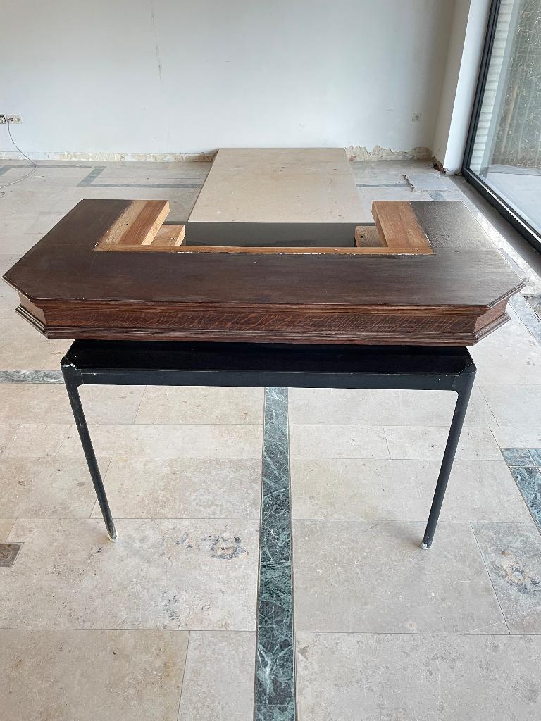 Massief eikenhouten schouw mantel / open haard bovenstuk, Huis en Inrichting, Haarden, Ophalen, Gebruikt, Inbouwhaard, Overige soorten