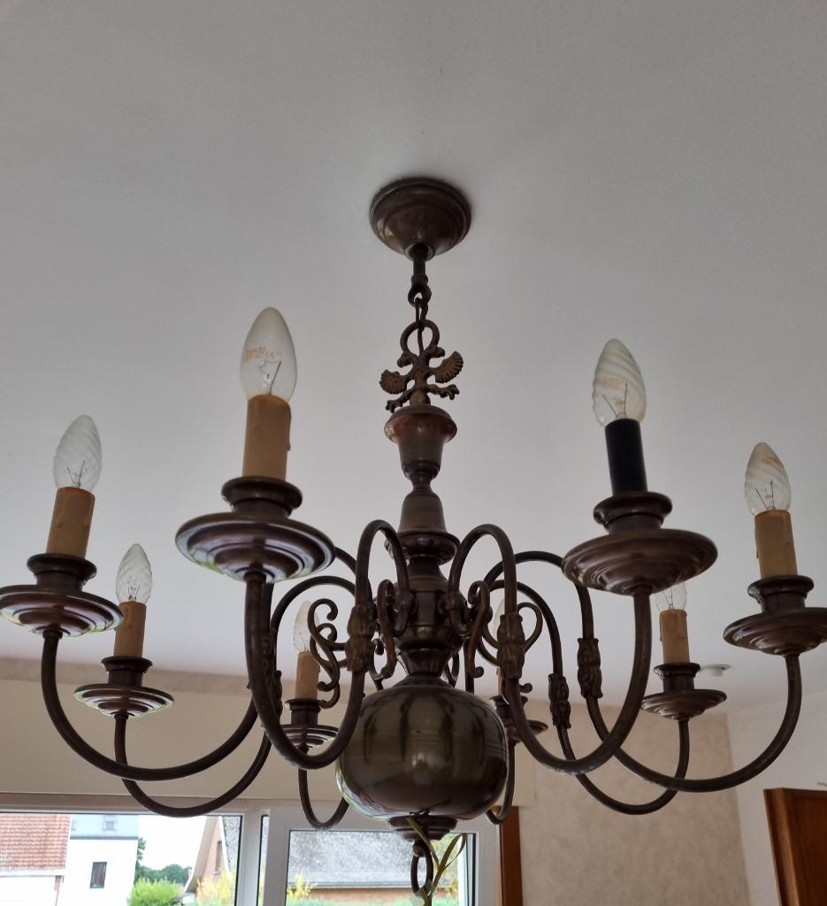 Luminaire Ancien lustre 8 branches, Enlèvement, Métal