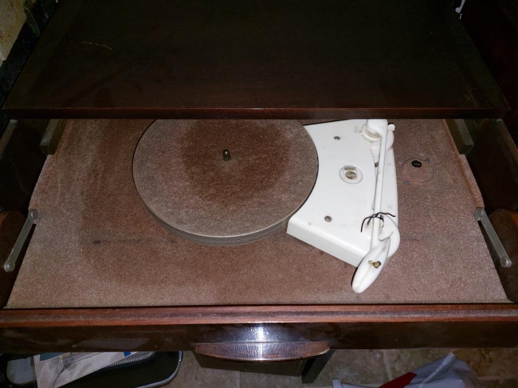 oude pickup philips in houten lade, Enlèvement, Utilisé, Tourne-disque, Philips