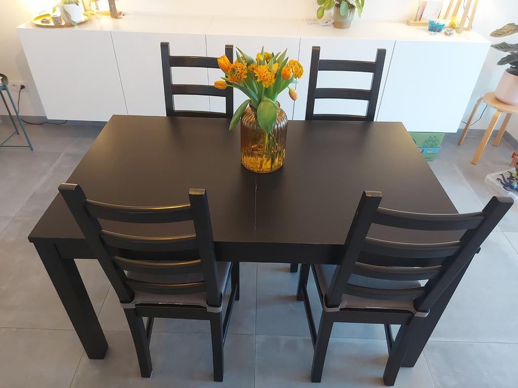 Eettafel bjursta ikea met 4 stoelen, Ophalen