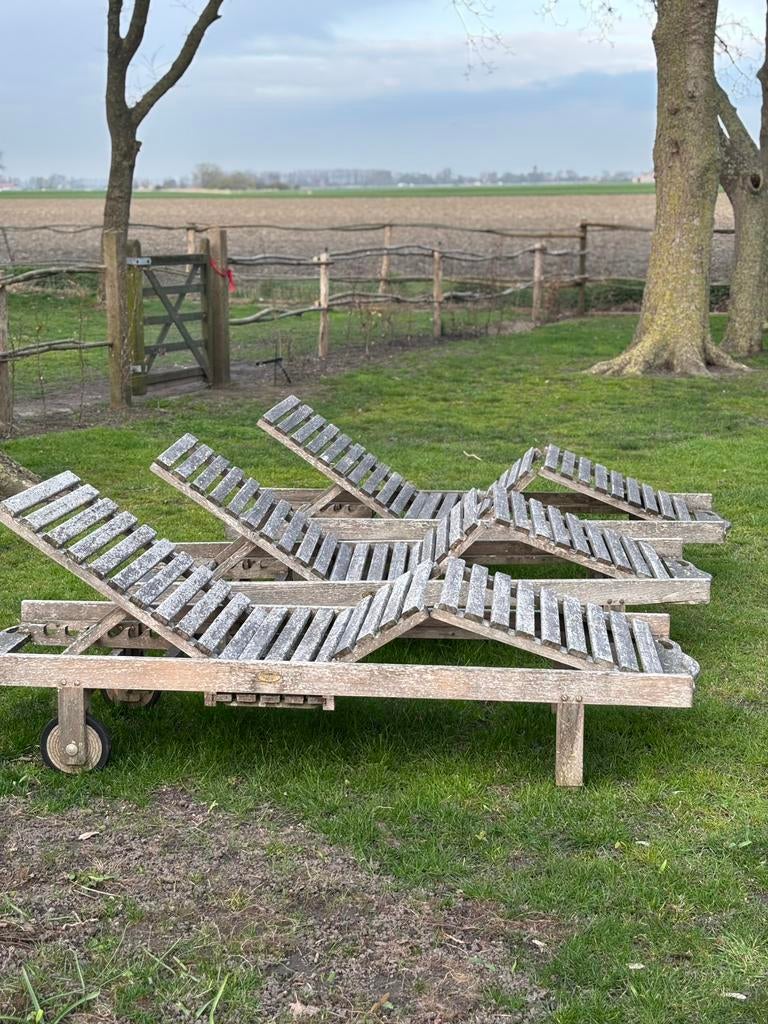 Tuin ligzetel in teak, Tuin en Terras, Ophalen, Gebruikt, Teakhout, Verstelbaar