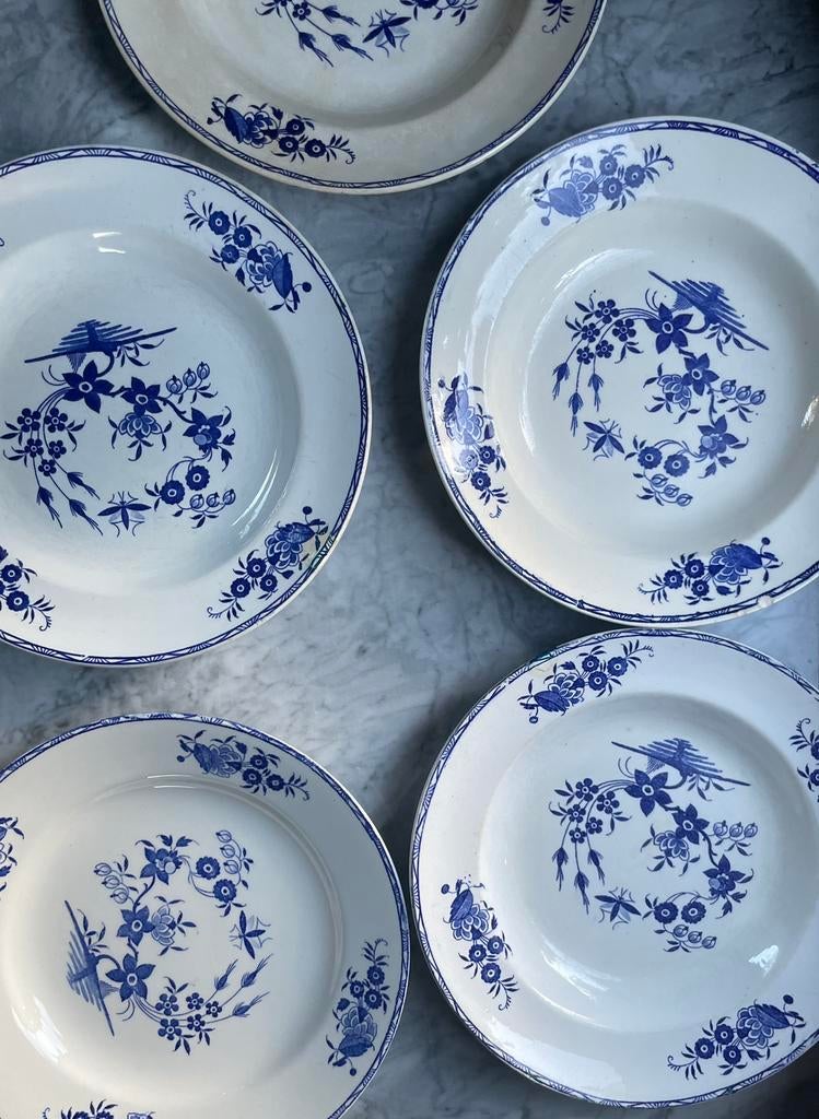 Lot van 12 borden, Boch Grand Bouquet, Antiek en Kunst, Ophalen