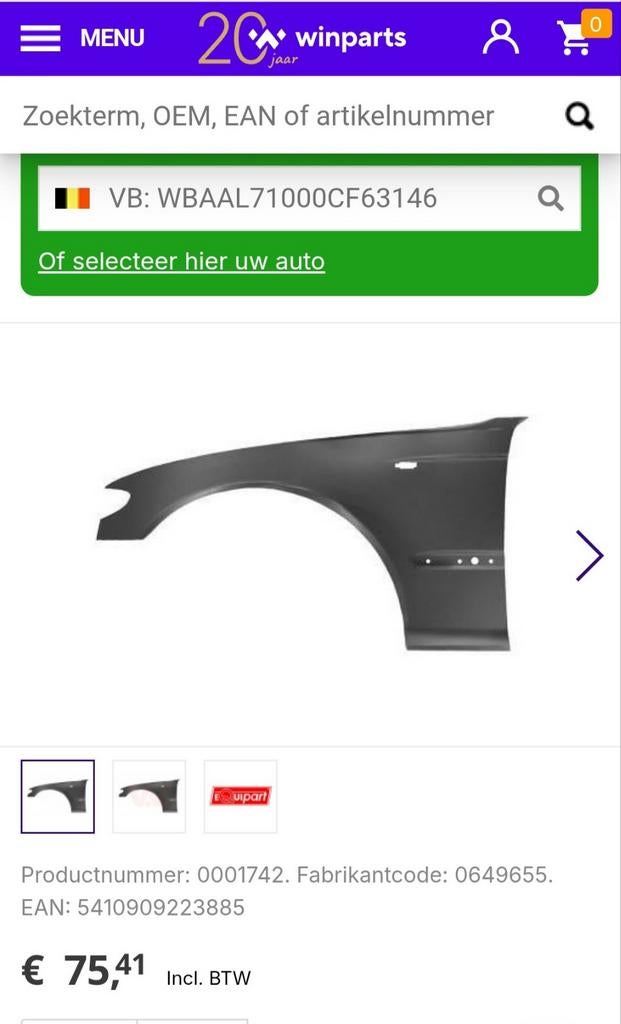 Voor gadebou links kant bmw 320  3 reks nieuwe, Ophalen