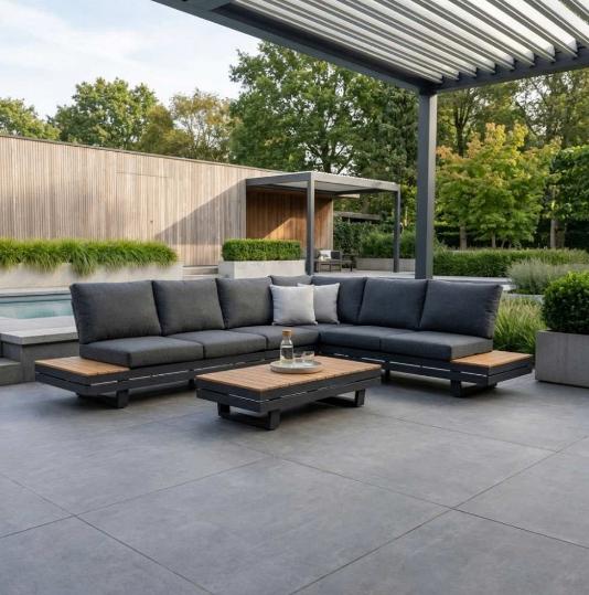 hoek loungeset-rechts 6 personen incl. tafel NIEUW IN DOOS, Tuin en Terras, Ophalen, 6 zitplaatsen, Bank, Loungeset