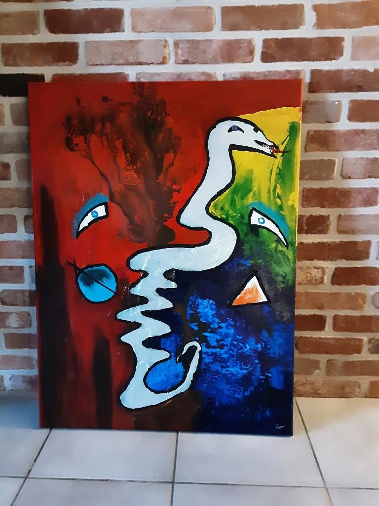 Peinture « Serpent dans l'herbe » (80 x 60 cm)., Enlèvement