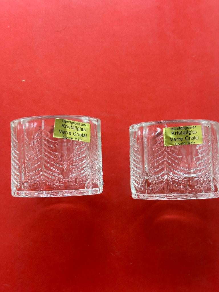 2 photophores en cristal moulé à la main, Enlèvement ou Envoi, Cristal