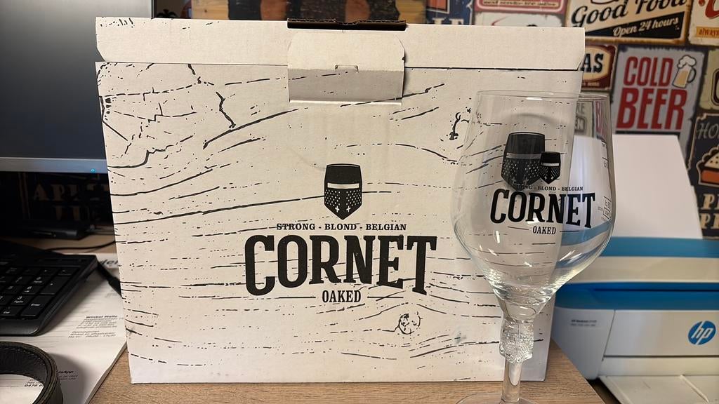 Doos van 6 nieuwe Cornet glazen, Ophalen, Nieuw, Bierglas