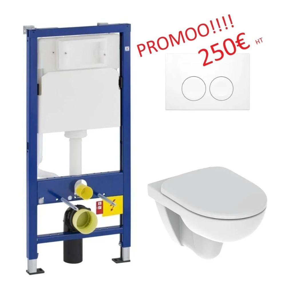 Ensemble WC Geberit UP100, cuvette blanche+abattant+plaque, Bricolage & Construction, Sanitaire, Enlèvement, Neuf, Pierre, Autres types