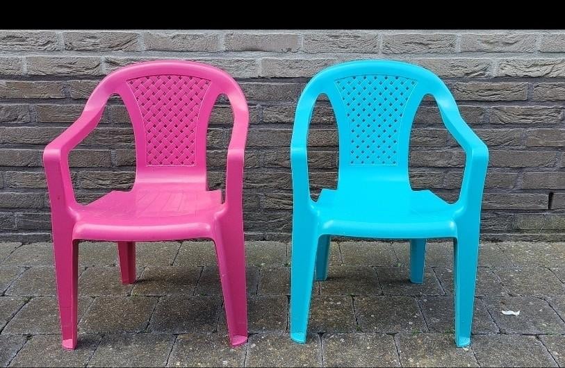 PVC kinderstoel roze en blauw, Ophalen