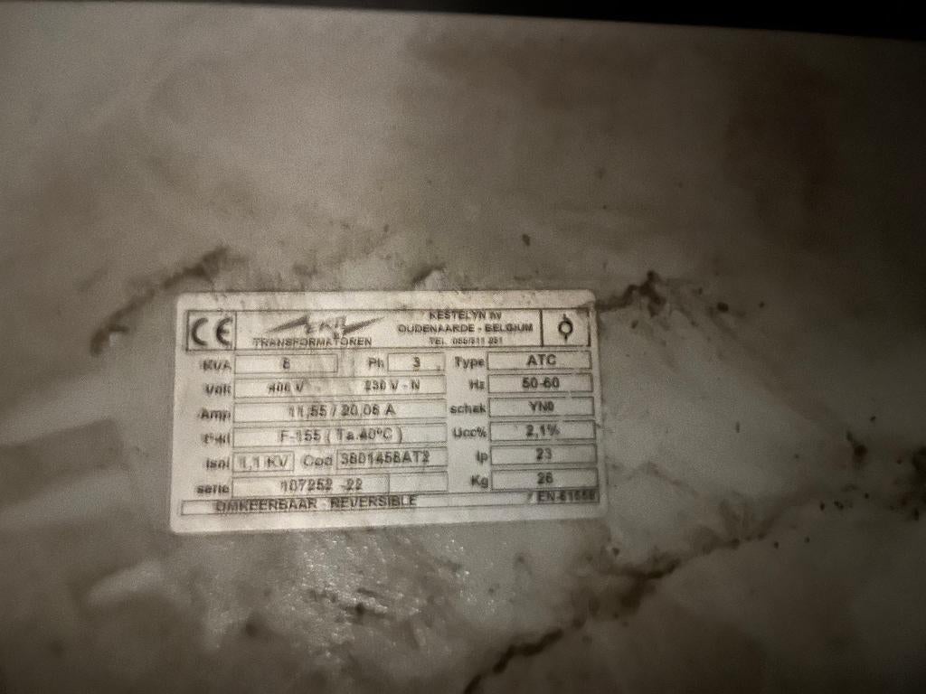 8 KVA transfo 230V-400V (amper gebruikt), Ophalen of Verzenden, Zo goed als nieuw
