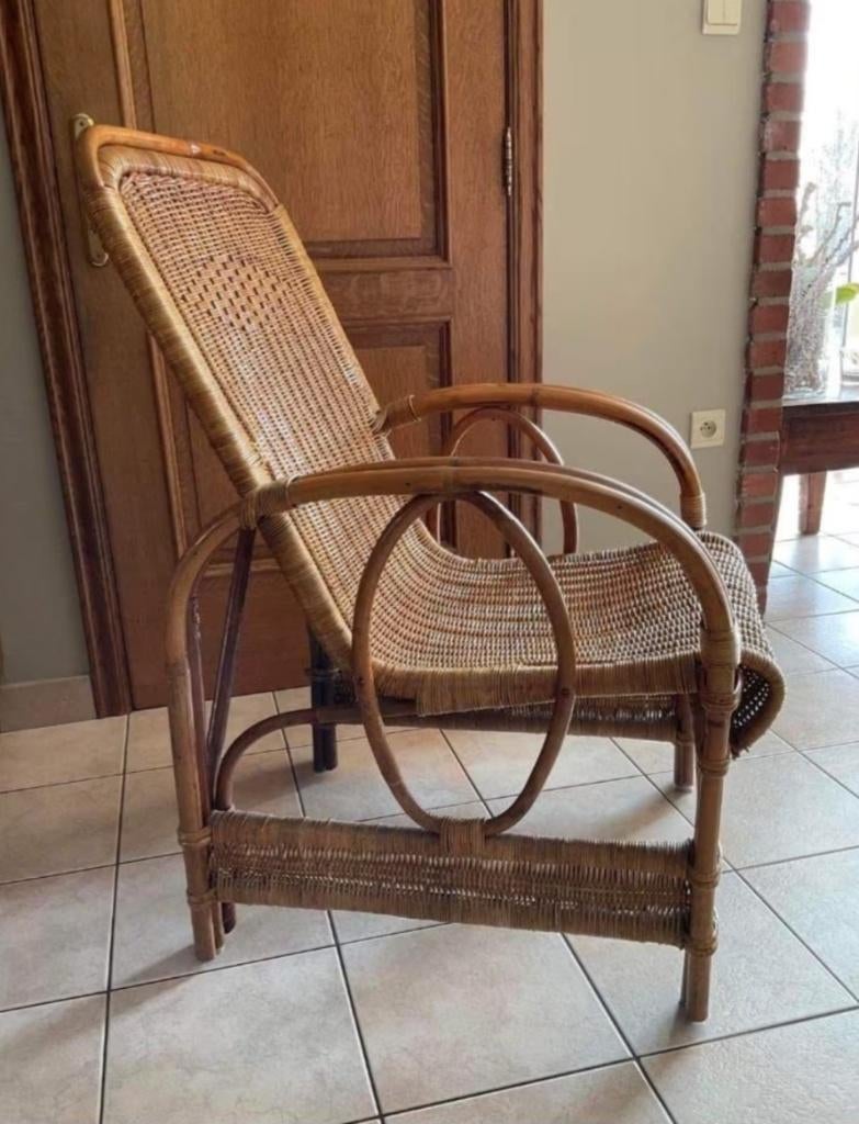 Rotan zetel met kussen, Ophalen, Zo goed als nieuw, Riet of Rotan, 50 tot 75 cm