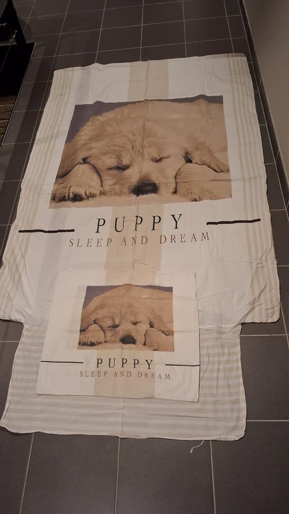 Housse de couette en coton pour 1 personne, Enlèvement ou Envoi, Beige, Housse de couette, Une personne