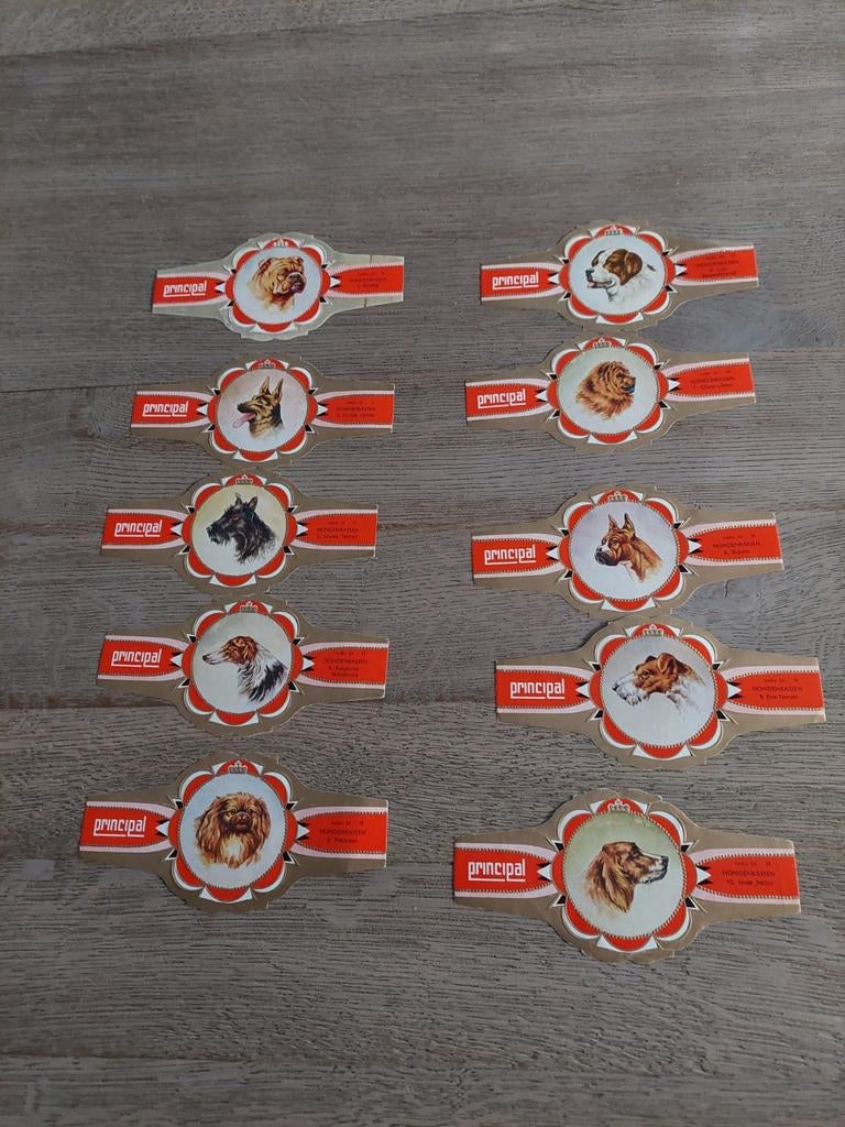 grote sigarenbandjes Principal hondenrassen reeks 10, Verzamelen, Ophalen, Sigarenbandjes
