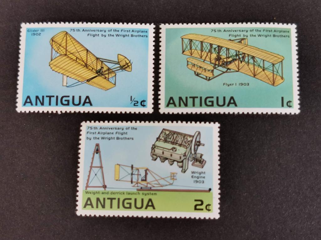 Antigua 1978 - oude vliegtuigen - dubbeldekker - Wright **, Ophalen of Verzenden, Postfris, Noord-Amerika