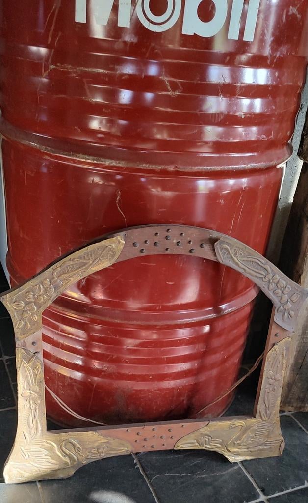 Antiek houten kader fotokader met koperbeslag vintage retro, Antiek en Kunst, Antiek | Brons en Koper, Ophalen of Verzenden