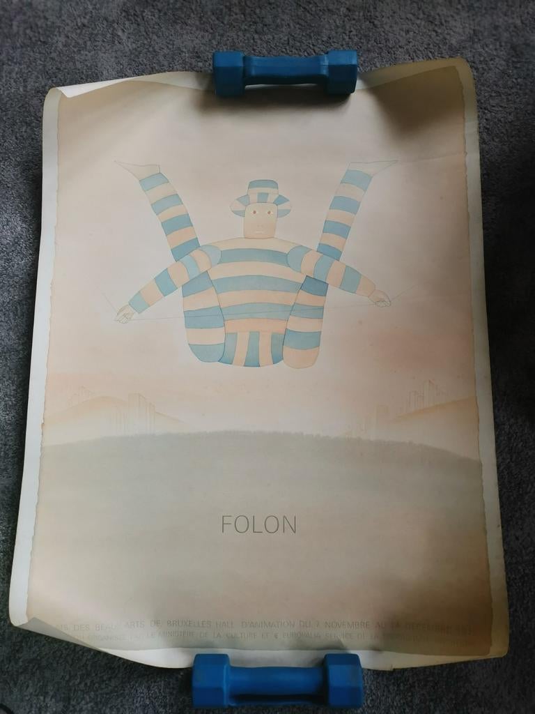 Affiche FOLON Jean-Michel 1975 Europalia, Collections, Enlèvement, Utilisé