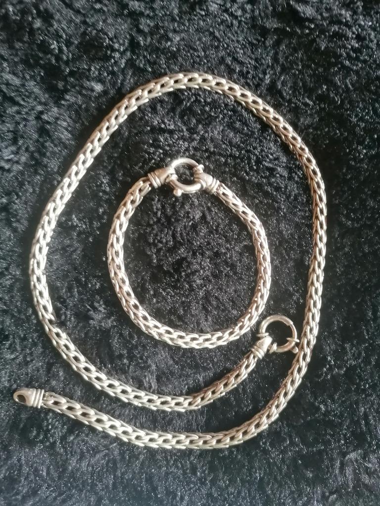 Collier + bracelet snake en argent, Enlèvement ou Envoi, Comme neuf, Argent, Argent