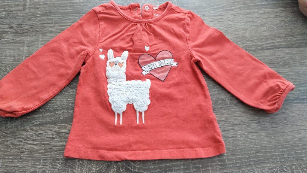 T-shirt 74, Kinderen en Baby's, Babykleding | Maat 74, Ophalen, Gebruikt, Meisje, Shirtje of Longsleeve