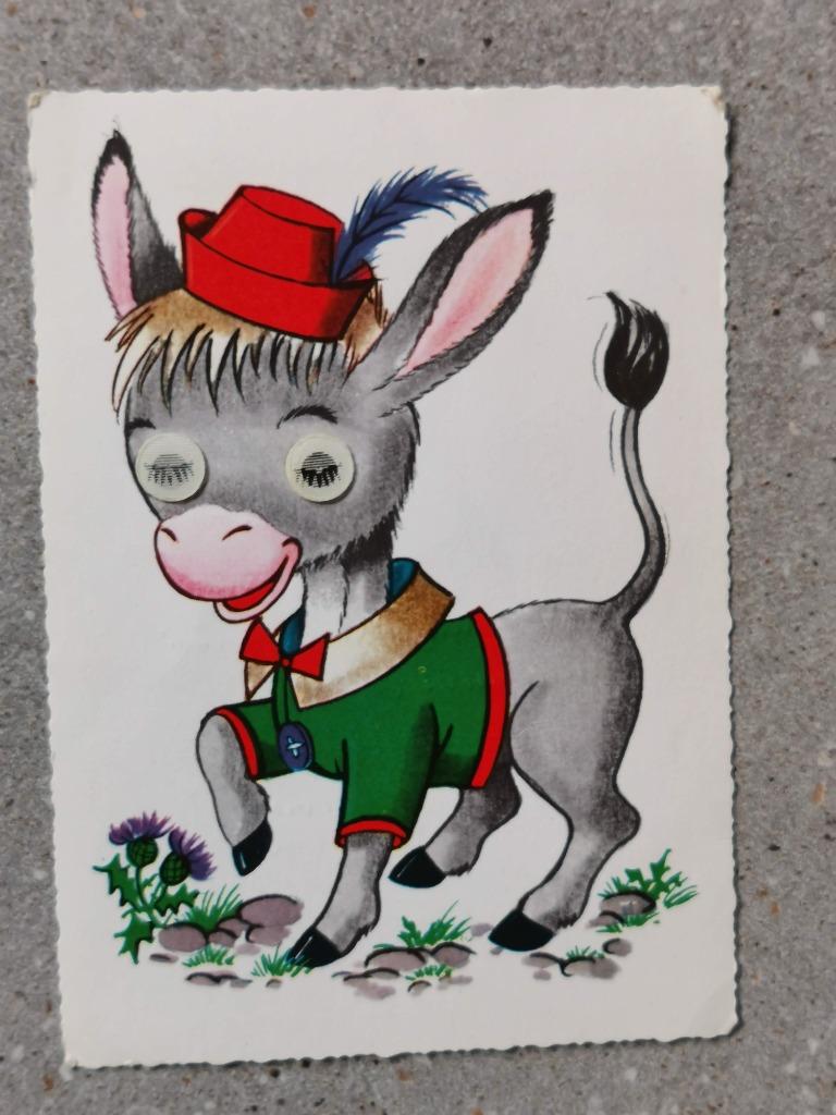 carte postale vintage avec âne et yeux 3D, Collections, Cartes postales | Animaux, Enlèvement ou Envoi, 1960 à 1980, Affranchie