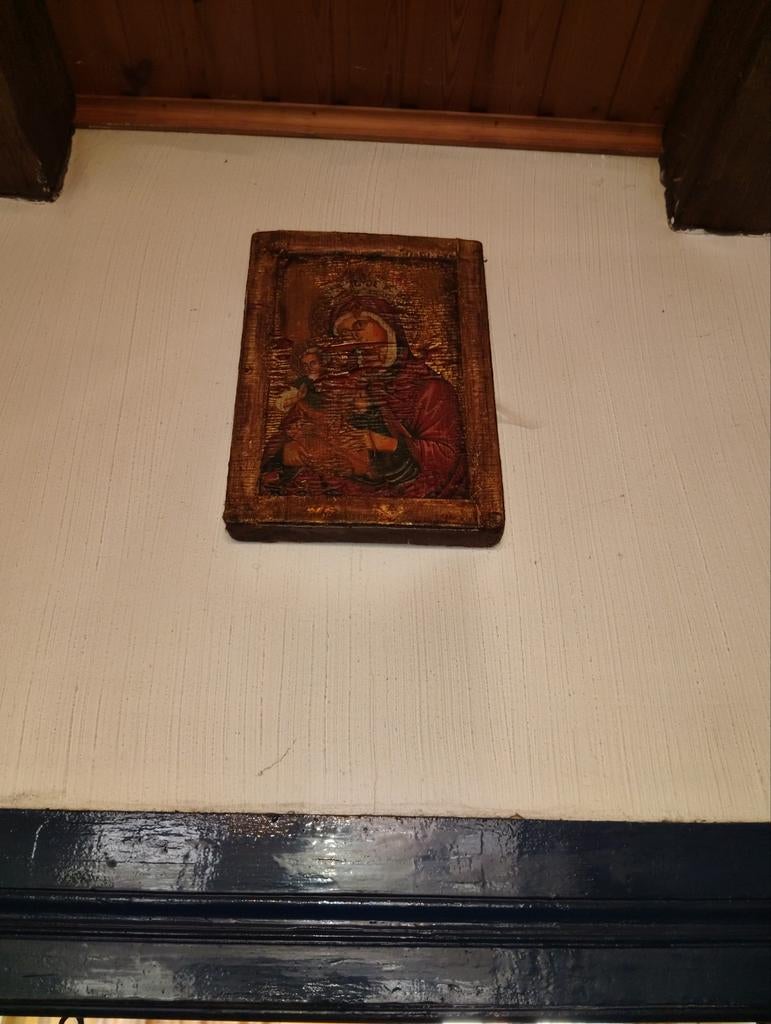 Ancienne icône du XVIIème siècle "Vierge à l'Enfant"