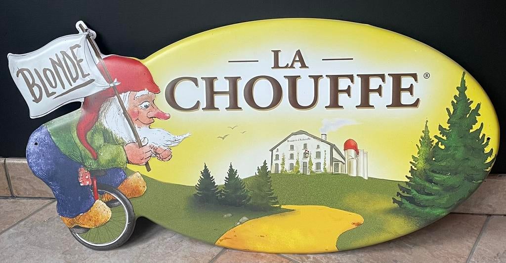 Retro la chouffe blonde reclamebord vintage mancave, Ophalen of Verzenden, Reclamebord