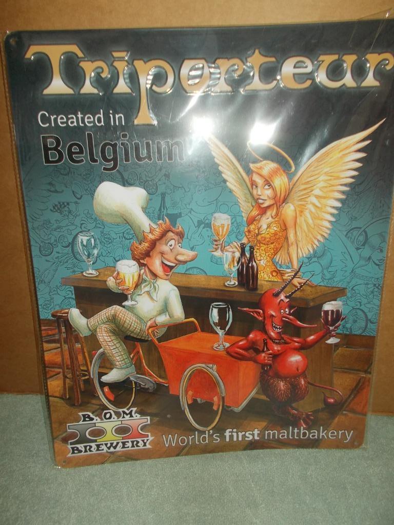 TRIPORTEUR Created in Belgium - bierreclame in blik - 1, Verzenden, Nieuw, Reclamebord, Plaat of Schild, Overige merken
