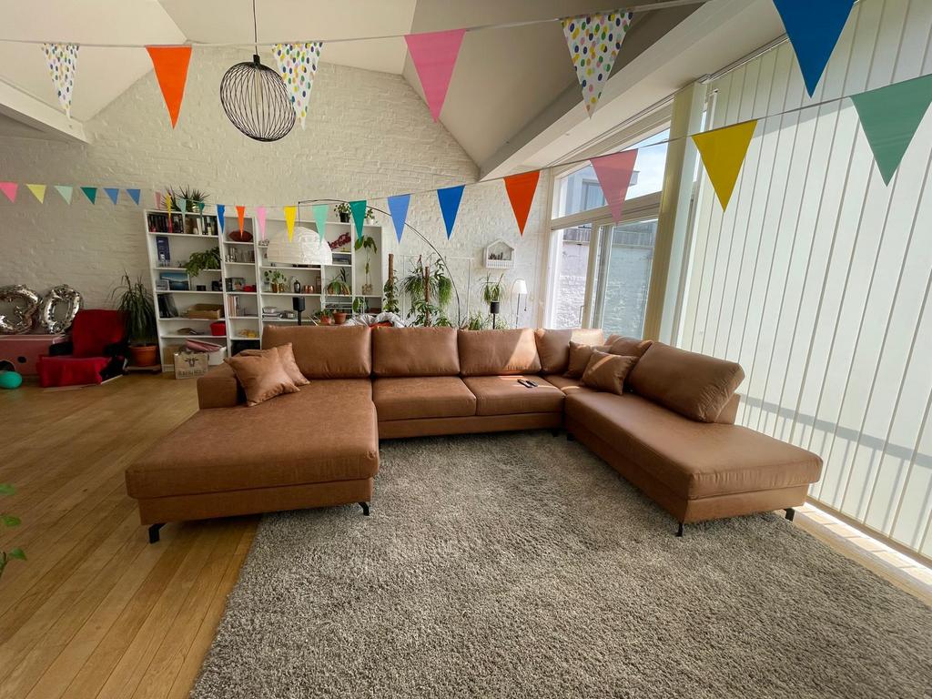 Hoekzetel suède - look Camel, Ophalen, Zo goed als nieuw, Camel kleur