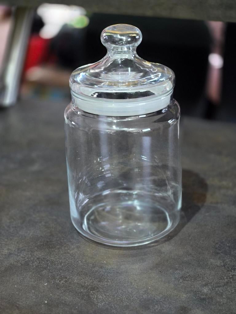 glazen pot met deksel, Ophalen, Zo goed als nieuw