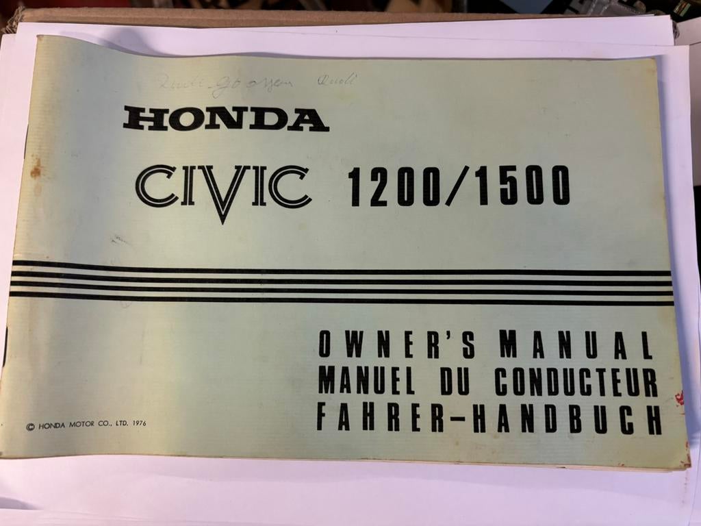 Honda Civic 1974- Manuel de l'utilisateur, Enlèvement ou Envoi