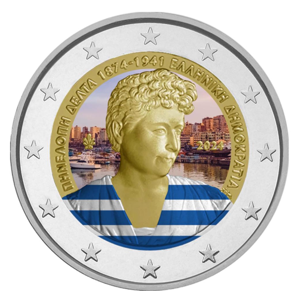 2 euros Grèce 2024 Pénélope Delta colorée, Envoi, Grèce, 2 euros