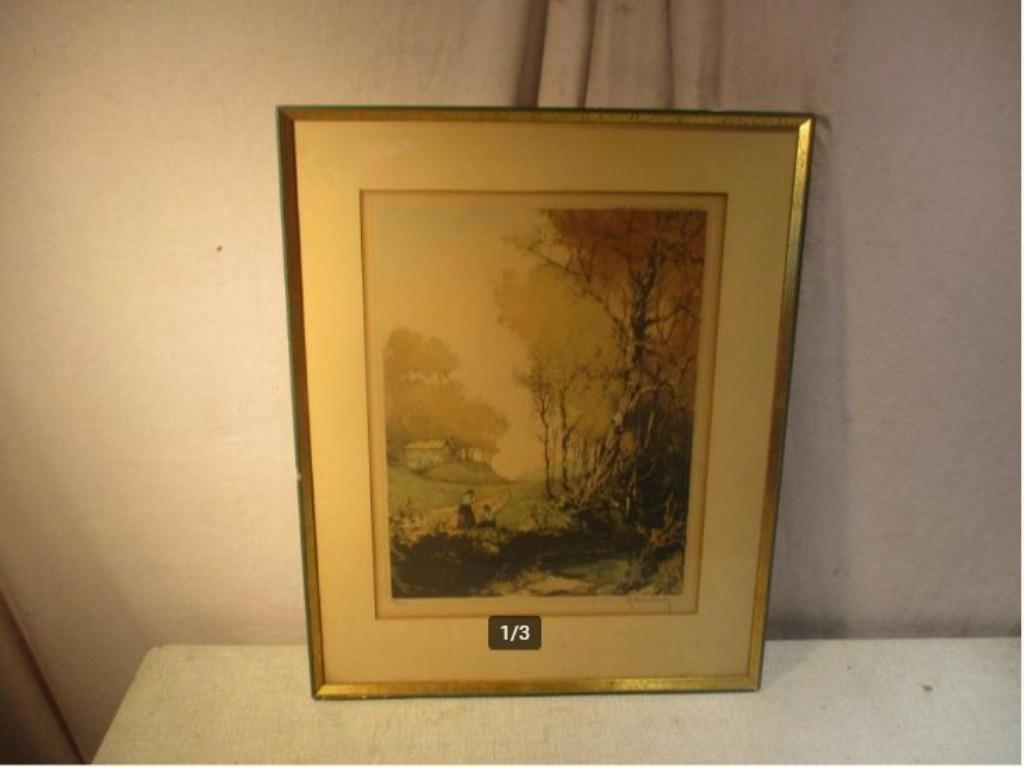 Belle gravure ancienne 'La vie paysanne' - Roger Hebbelinck, Enlèvement ou Envoi