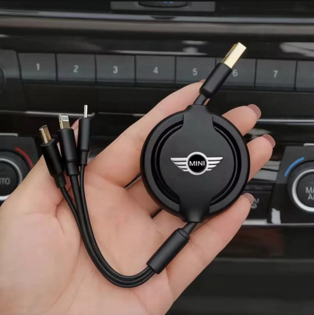 Chargeur MINI Cooper  Câble Rétractable 3 en 1 - Neuf, Télécoms, Enlèvement ou Envoi, Neuf