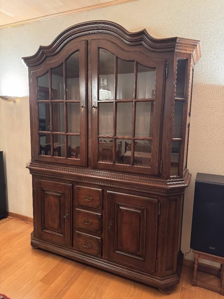 Massieve vitrinekast / buffetkast, Huis en Inrichting, Kasten | Buffetkasten, Ophalen, Gebruikt, Met deur(en), 200 cm of meer