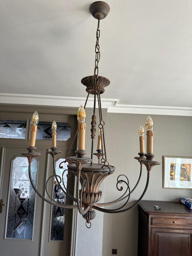 Luster 6 armen, Enlèvement, Comme neuf, Métal, Landelijk