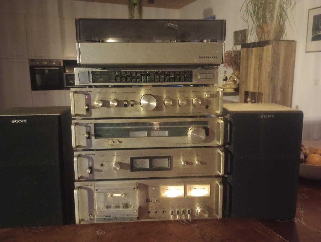 Vintage Toshiba hifi set 330 reeks + Pioneer + Sony speakers, Audio, Tv en Foto, Stereoketens, Gebruikt, Losse componenten, Ophalen