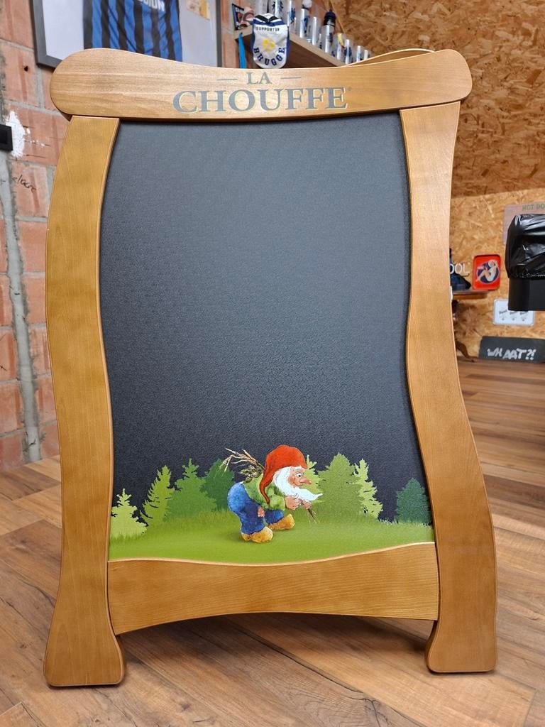 Groot dubbelzijdig staand krijtbord van La Chouffe, Verzamelen, Biermerken, Ophalen, Nieuw, Overige typen, Overige merken