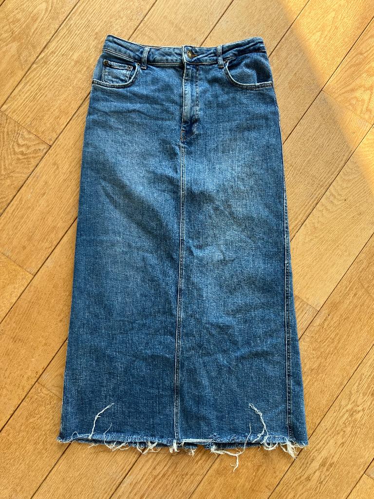 Jeansrok lang L, Kleding | Dames, Rokken, Maat 38/40 (M), Blauw, Zara, Ophalen of Verzenden