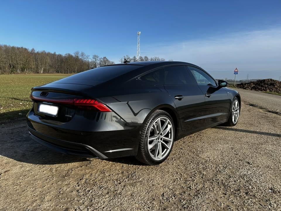 AUDI A7 TFSIE 50 PHEV SLINE Full shadow Black, Auto's, Audi, Zwart, Leder, 2650 kg, 2000 cc
