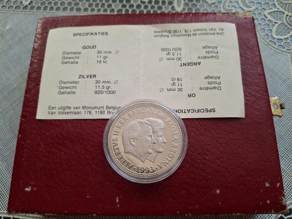 Herdenkingsmedaille Koning Albert II - Koningin Paola - 1993, Verzenden, Nieuw, Overige typen