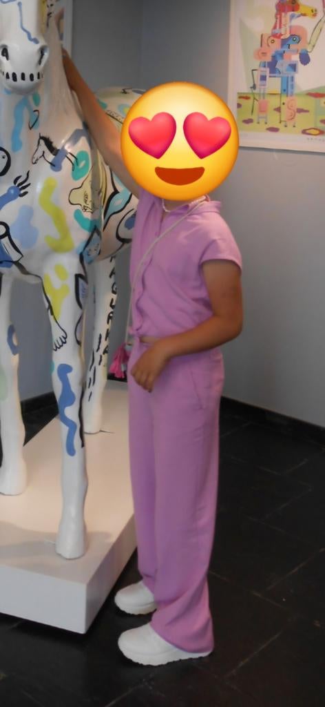 Setje lange broek en blouse roze, Kinderen en Baby's, Kinderkleding | Maat 146, WE, Meisje, Ophalen of Verzenden, Zo goed als nieuw