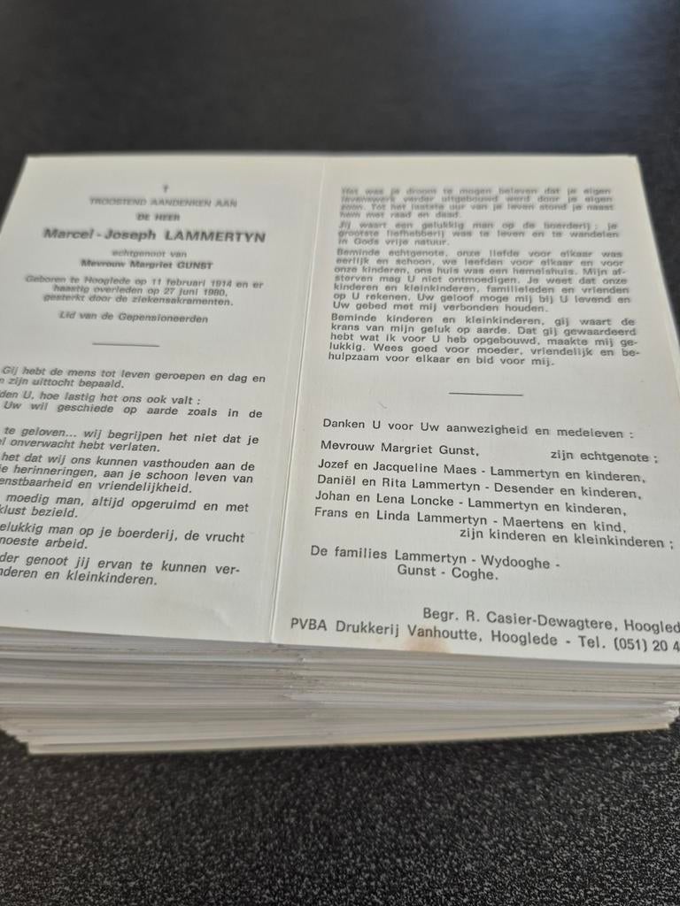 Bidprentjes Hooglede, Verzamelen, Bidprentjes en Rouwkaarten, Ophalen of Verzenden