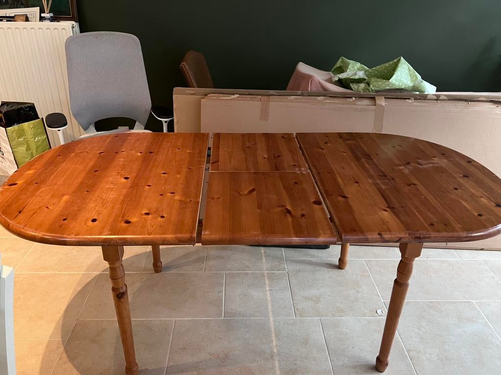 Eettafel grenen gelakt, Ophalen, Gebruikt, 50 tot 100 cm, Vijf personen of meer