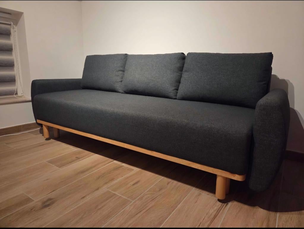 Canapé convertible 3 places, Maison & Meubles, Enlèvement, Comme neuf, Gris, 200 cm