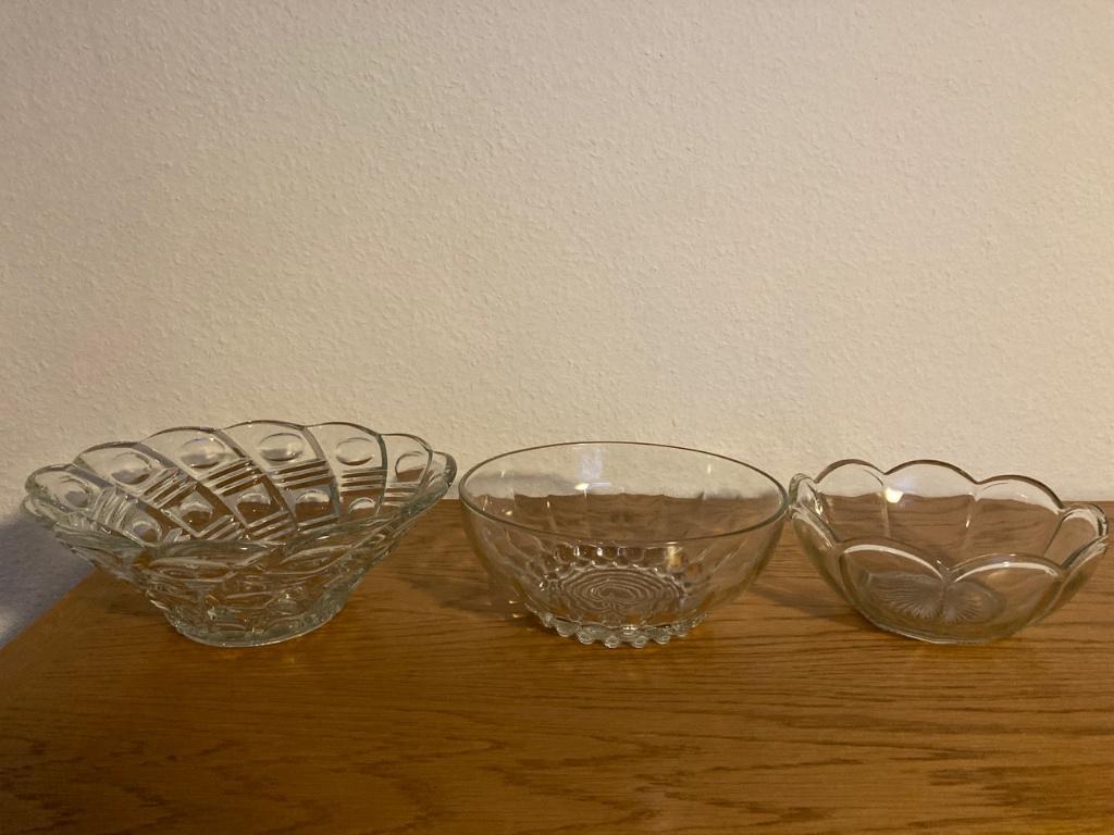 3 slakommen (glas), Ophalen of Verzenden, Zo goed als nieuw, Glas, Kom(men)