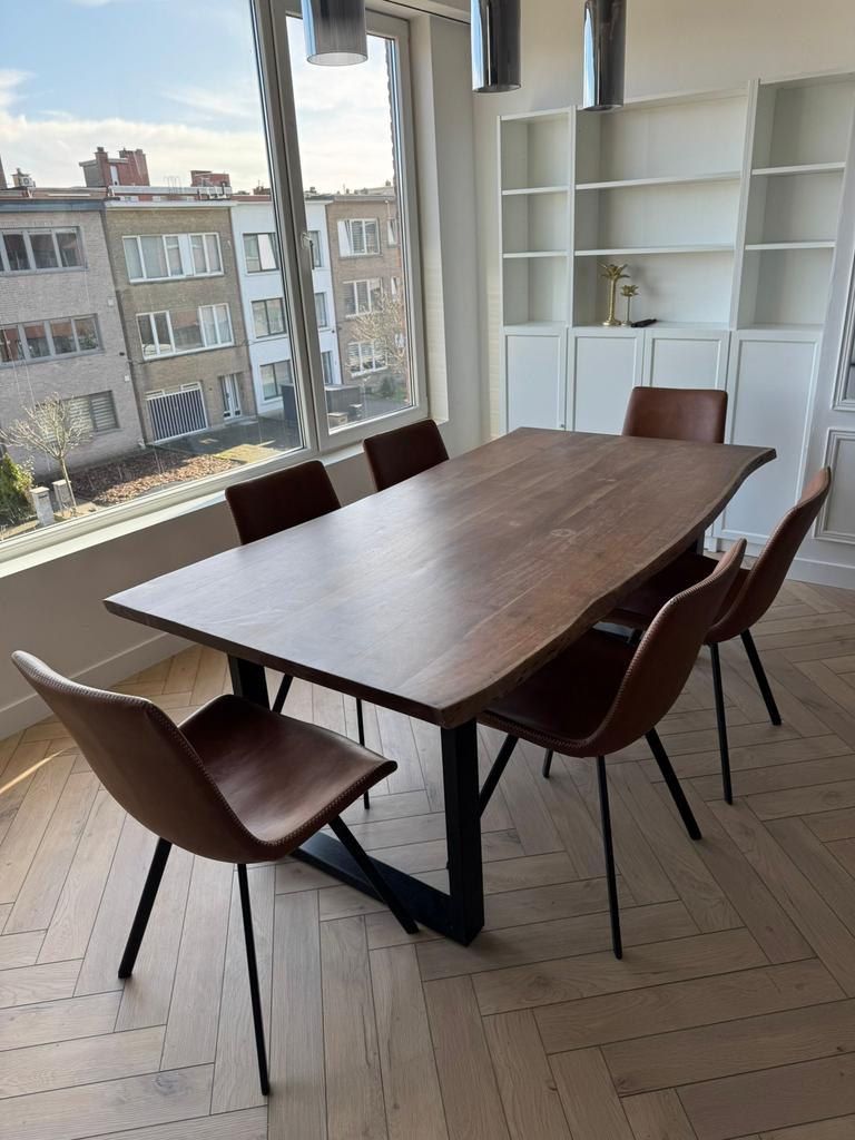 Te koop eettafel en 6 stoelen, Ophalen, 100 tot 150 cm, Vijf personen of meer, 150 tot 200 cm