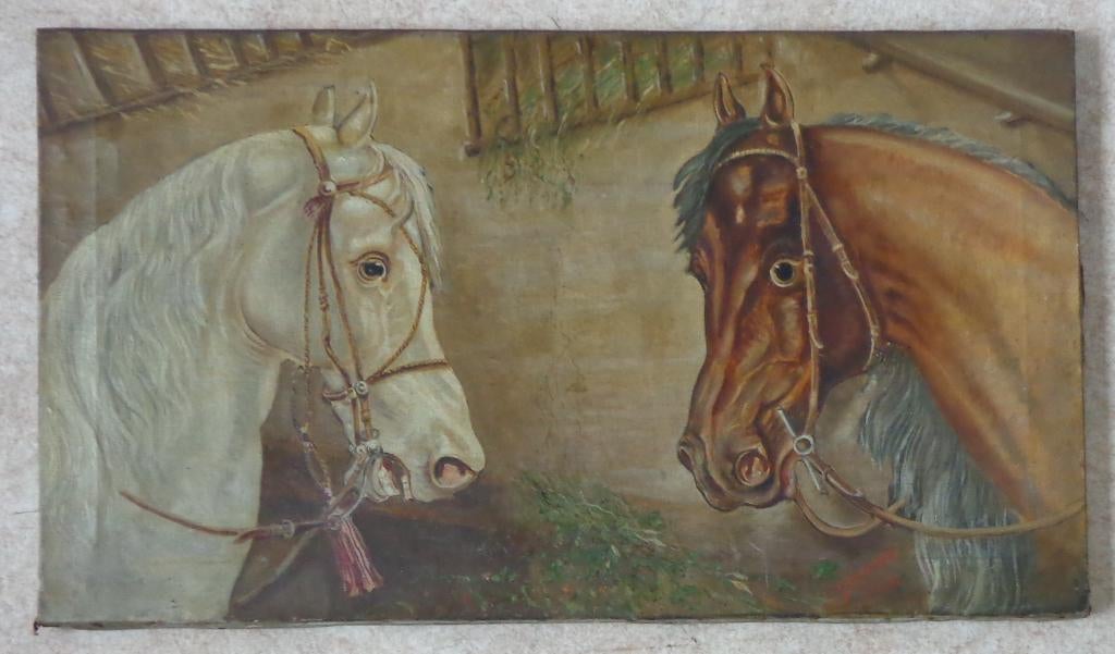 G. DUWAERTS / PAARDEN / OLIEVERF DOEK / 40x70cm SIG CHASSIS, Enlèvement ou Envoi