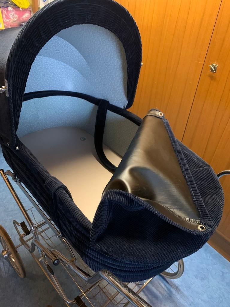 Kinderwagen blauw ribflueel, Kinderen en Baby's, Kinderwagens en Combinaties, Gebruikt, Met reiswieg, Ophalen, Kinderwagen